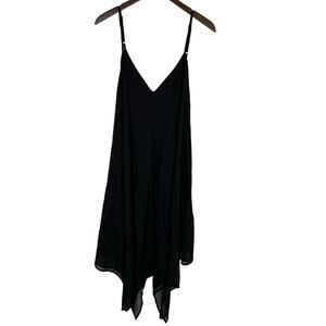 Tommy Bahama Black V-Neck Asymmetrical Midi Slip Dress